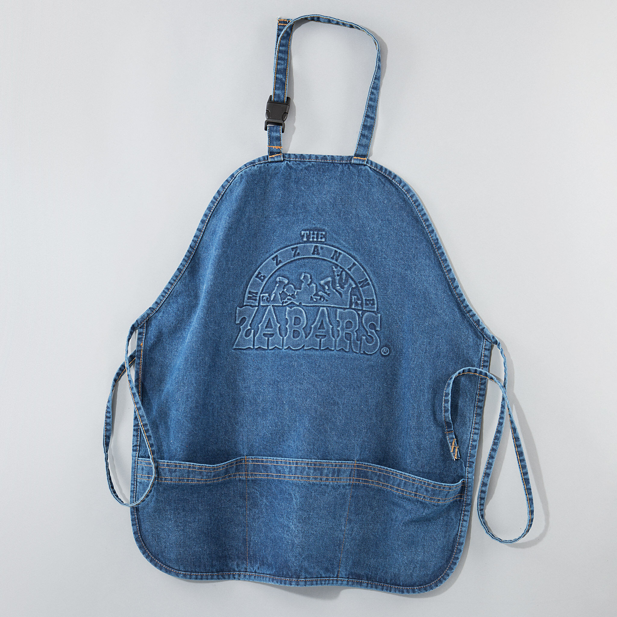 Denim heavyweight cotton apron, adjustable neck strap and triple