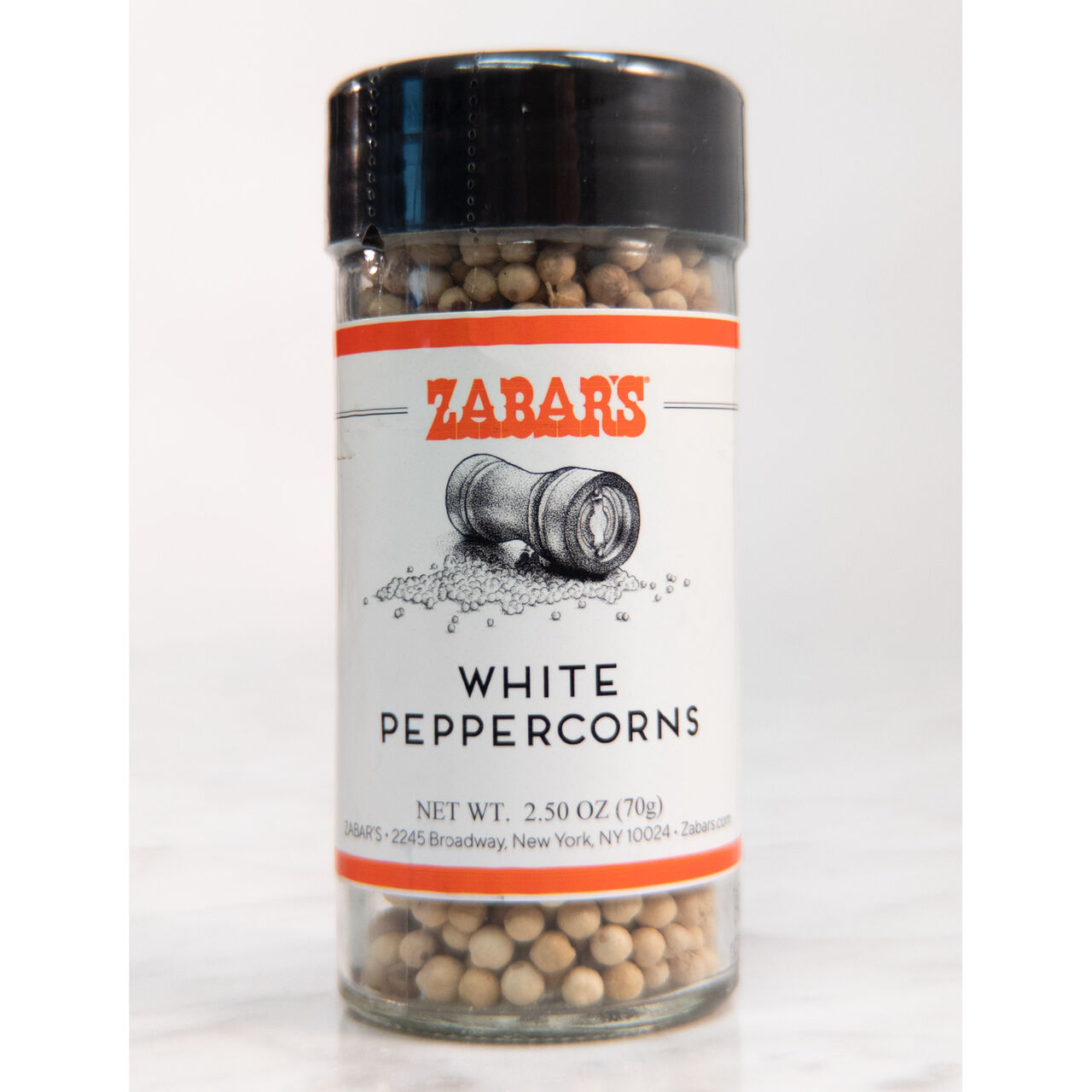 Zabar's Spices - White Peppercorns - 2.5 oz  (Kosher)  large