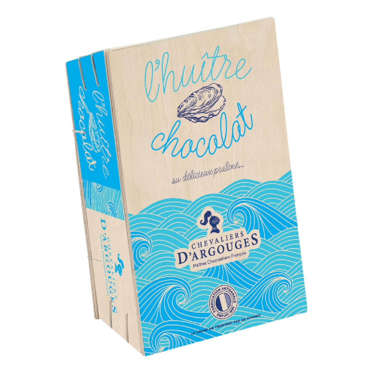 Chevaliers D'Argouges Milk Chocolate Praline Oysters  in Wooden Box 105g  large