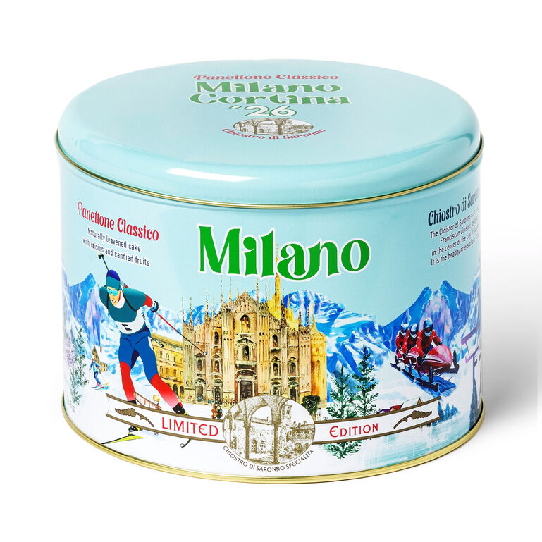 Chiostro Di Saronno Panettone Milano in 2026 Olympics Skiers Tin  large