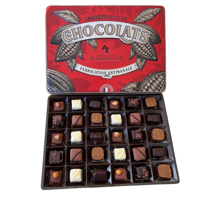 Chevaliers d’Argouges Assorted Milk & Dark Chocolates in Vintage Box 300g  large