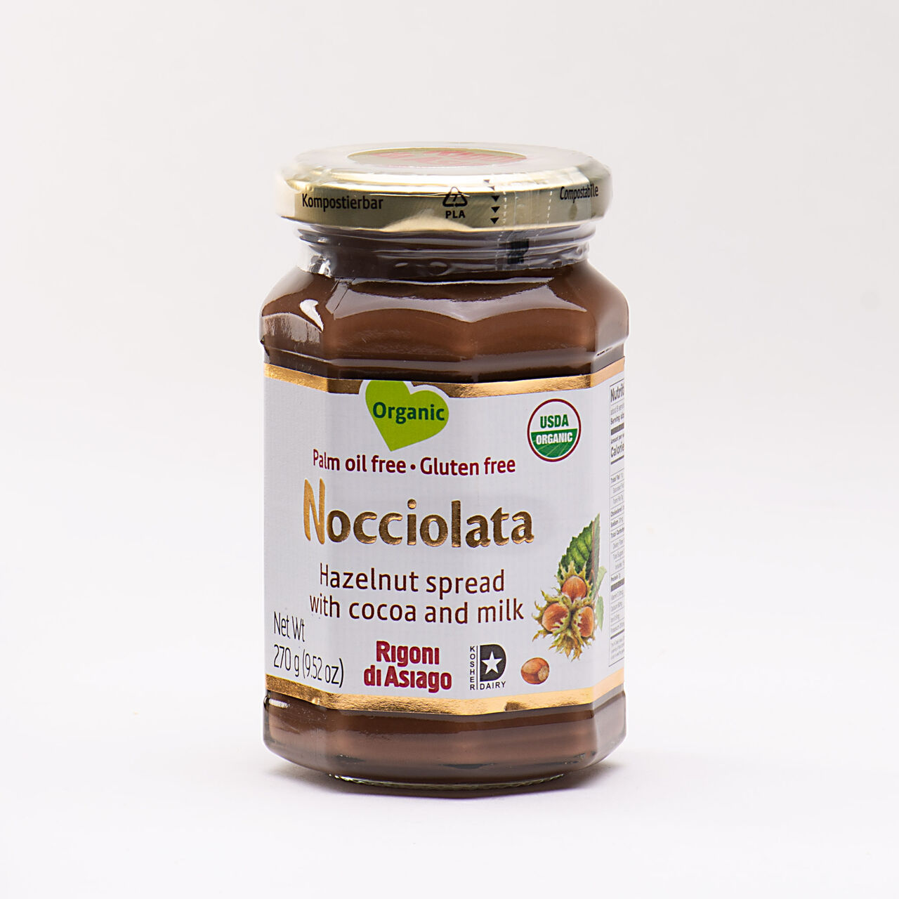 Rigoni di Asiago Nocciolata Organic Hazelnut Spread with Cocoa and Milk - 9.52 oz (Kosher), , large image number 0