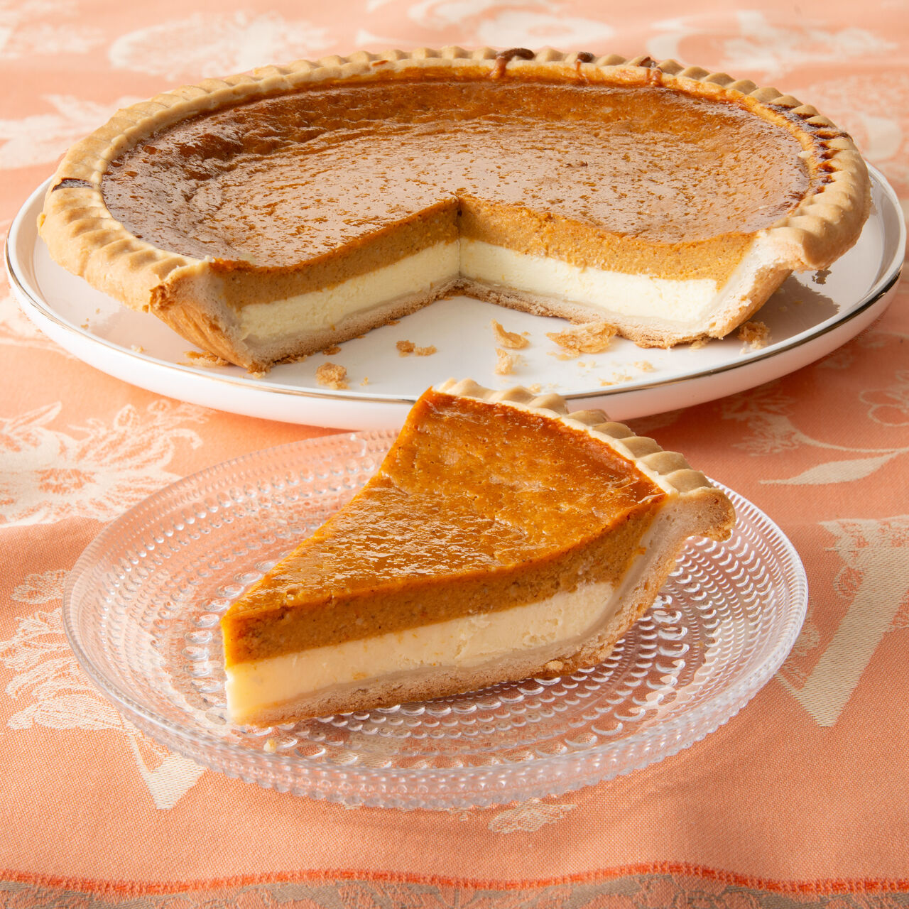 Pumpkin Cheesecake Pie 10" (Kosher)  large