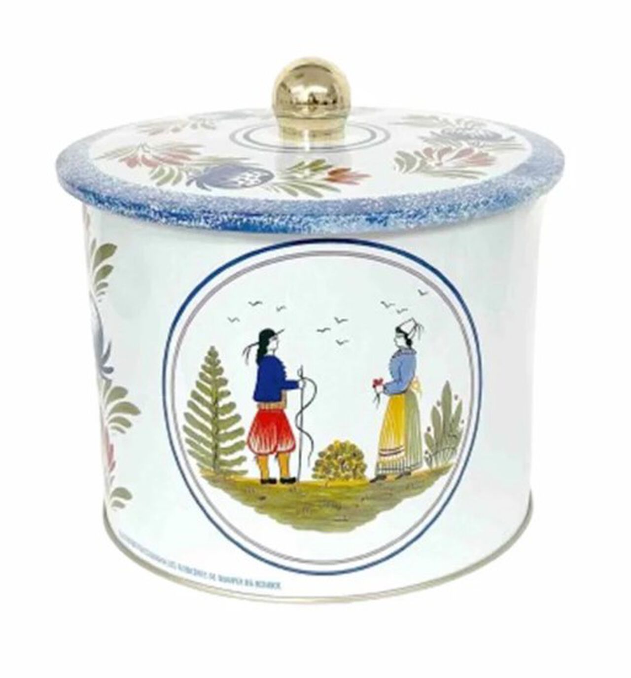 Maison Peltier Quimper Couple Blue Round Tin  320g  large